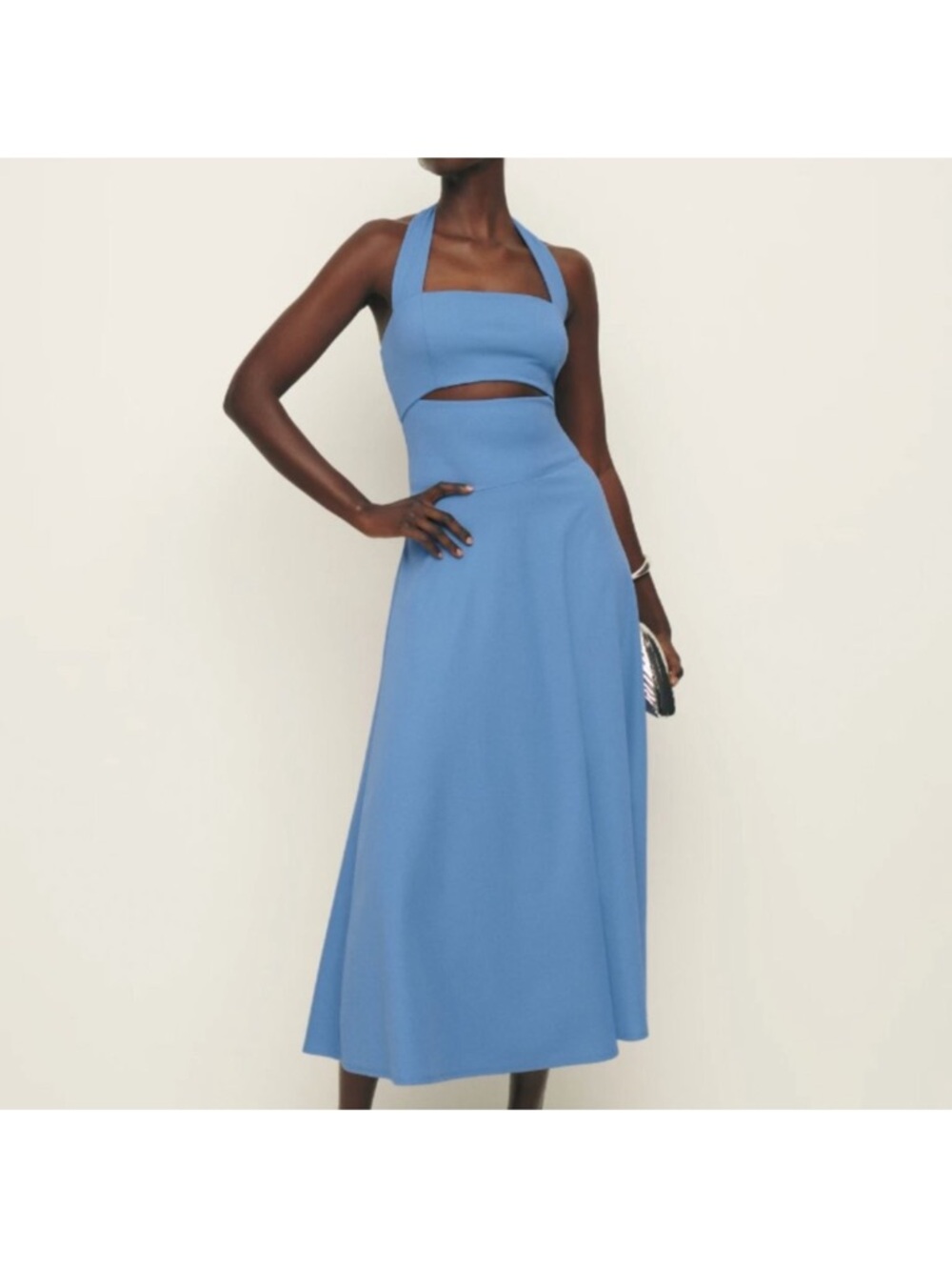 Reformation Sonali Knit Halter Dress Sky Blue